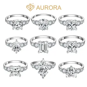 【#162 Five stone series 】Luxury Moissanite Engagement Ring in Solid 925 Sterling Silver – 9 Styles Available Synthetic Moissanite