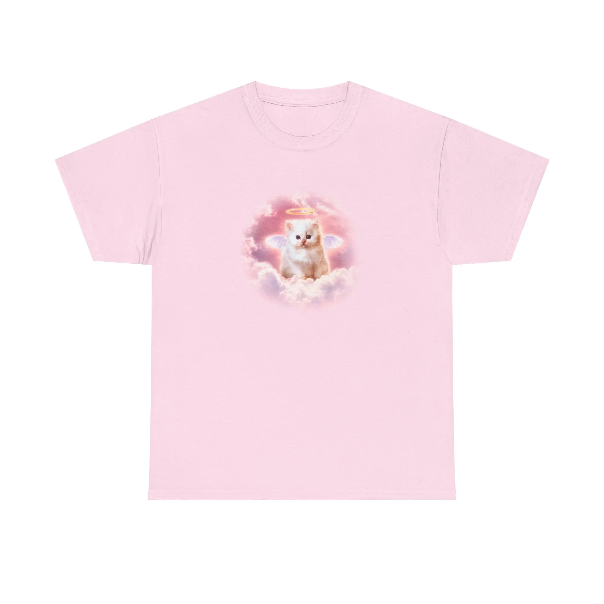 Angel Kitten Pink Cloud Tee | Cute Cat Illustration, Pastel Aesthetic