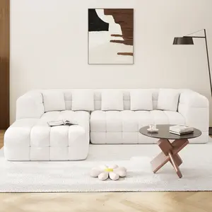 107" Chenille Boneless Couch with L - Shaped Chaise, Comfy Modular Sectional Sofa with Tufted Design, Modern Upholstered Sofa, No - Assembly Sectional Couch,  Modular Sectional, Tufted Design, Modern Upholstered, No-Assembly