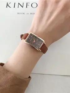 New Women's Long Rectangle Watch, College Style, Casual Watch, Simple Vintage Quartz Wristwatch, Luxury Student Fashion Accessory, Analog Watch