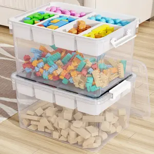 HOMETUK 20/40QT Storage Box with Removable Tray Craft Organizers and Storage Clear Container for Bead Tool Sewing Playdoh