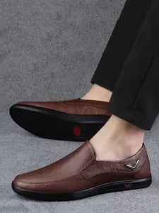 Men's Business Style Solid Color Slip on Flat Rubber Dress Shoes, Lightweight Comfortable Loafers for Office & Daily Wear, Fashion Shoes for Party, Daily Clothing Decor