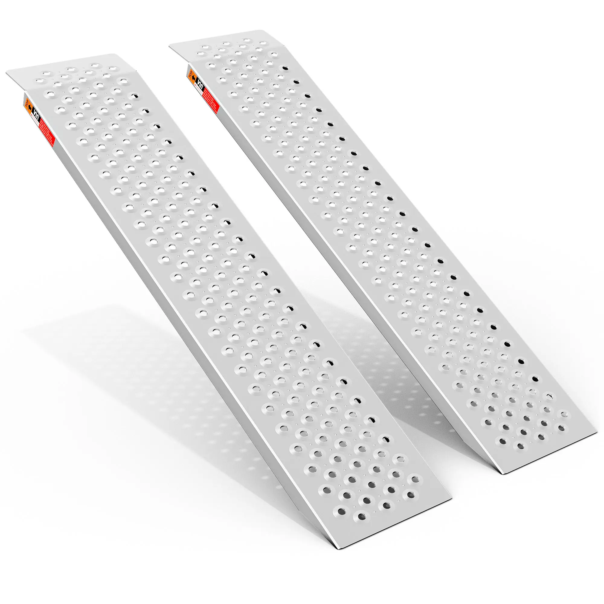 Aluminum Shed Ramp 2PCS - 4' Long Loading Ramp for Riding Mower, Lightweight Sturdy Anti-Slip Ramps with Punch Plate Surface, 880 lbs Capacity for Lawn Mowers, ATV, Motorcycle- 8" Wide, Slivery