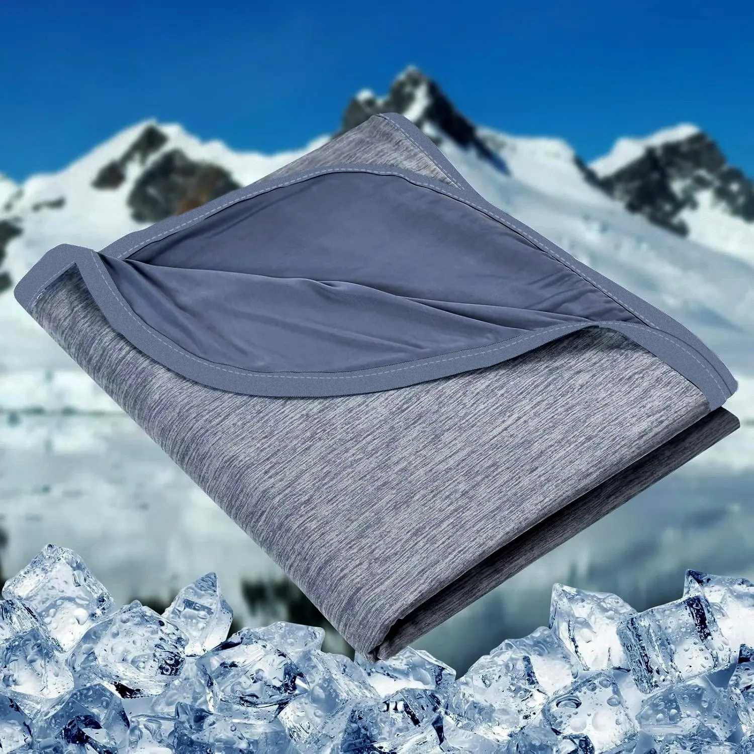 Cooling Blanket for Hot Sleepers - Thin, Lightweight, Breathable, Soft Reversible Double-Sided Bed/Couch Quilt, Absorbs Body Heat, Prevents Night Sweats (Grey, 60x80 in), Instant Cooling Quilts