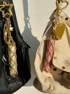 Stainless Steel Braided Gold Color Storable Lipstick Keyring Decoration Fashionable Women Gift Exquisite Keychain Style