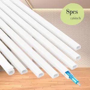 136in Mini Cord Cover Wall, Single Line Pipe PVC Wiring Duct, Wire Cover for Hiding Speaker Wire, Paintable Wire Channel, Cable Concealer，8 X L17in W0.5in H0.35in
