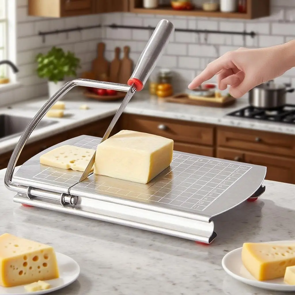 Stainless Steel Cheese Slicer, 1 Count Home Cheese Cutter with Measuring Scale, Kitchen Cutting Utensils & Gadgets for Baking House Dining Room Picnic, Kitchen Utensils Tools Kitchenware