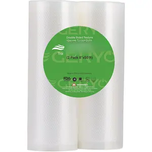 Vacuum Sealer Rolls, 2 Packs 8" x 50'  Vacuum Sealer Bags Rolls Work with All Brand  Sealer Machine