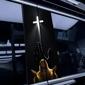 2 Pieces/Set Jesus Blessing Pattern Vinyl Car Stickers, Decal for Cars, Religious Style - DIY Art Protective Case, Suitable for Car B-Pillars - Easy to Paste and Durable Design Suitable for Cars