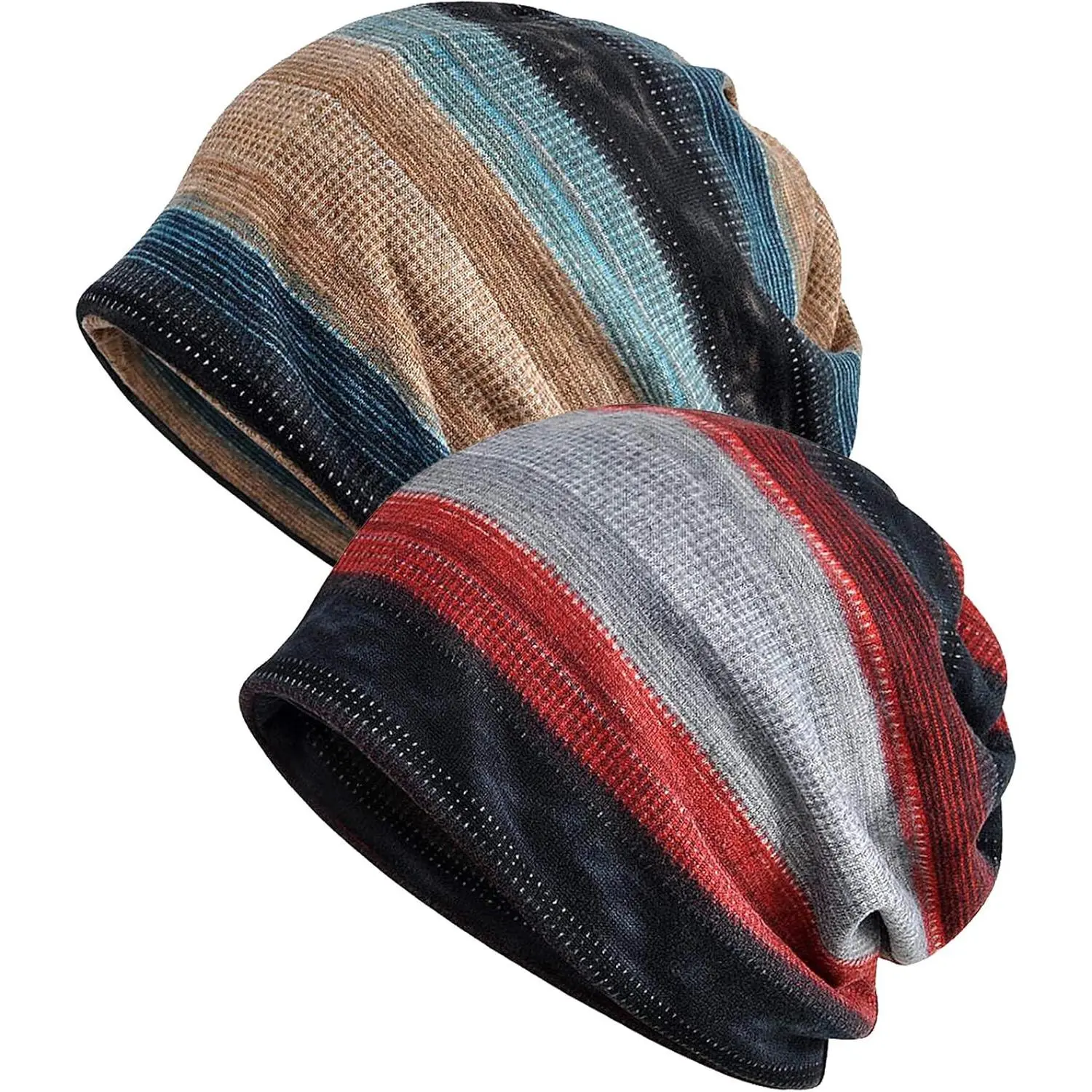 Women's 2-Piece Breathable Fashion Beanie Hat Set - Cotton Slouchy Cap Scarf, Breathable Head Cover for Everyday Use, 1 Size