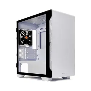 Thermaltake S100 Tempered Glass Snow Edition Micro-ATX mini-Tower Computer Case with 120mm Rear Fan Pre-Installed CA-1Q9-00S6WN-00, White