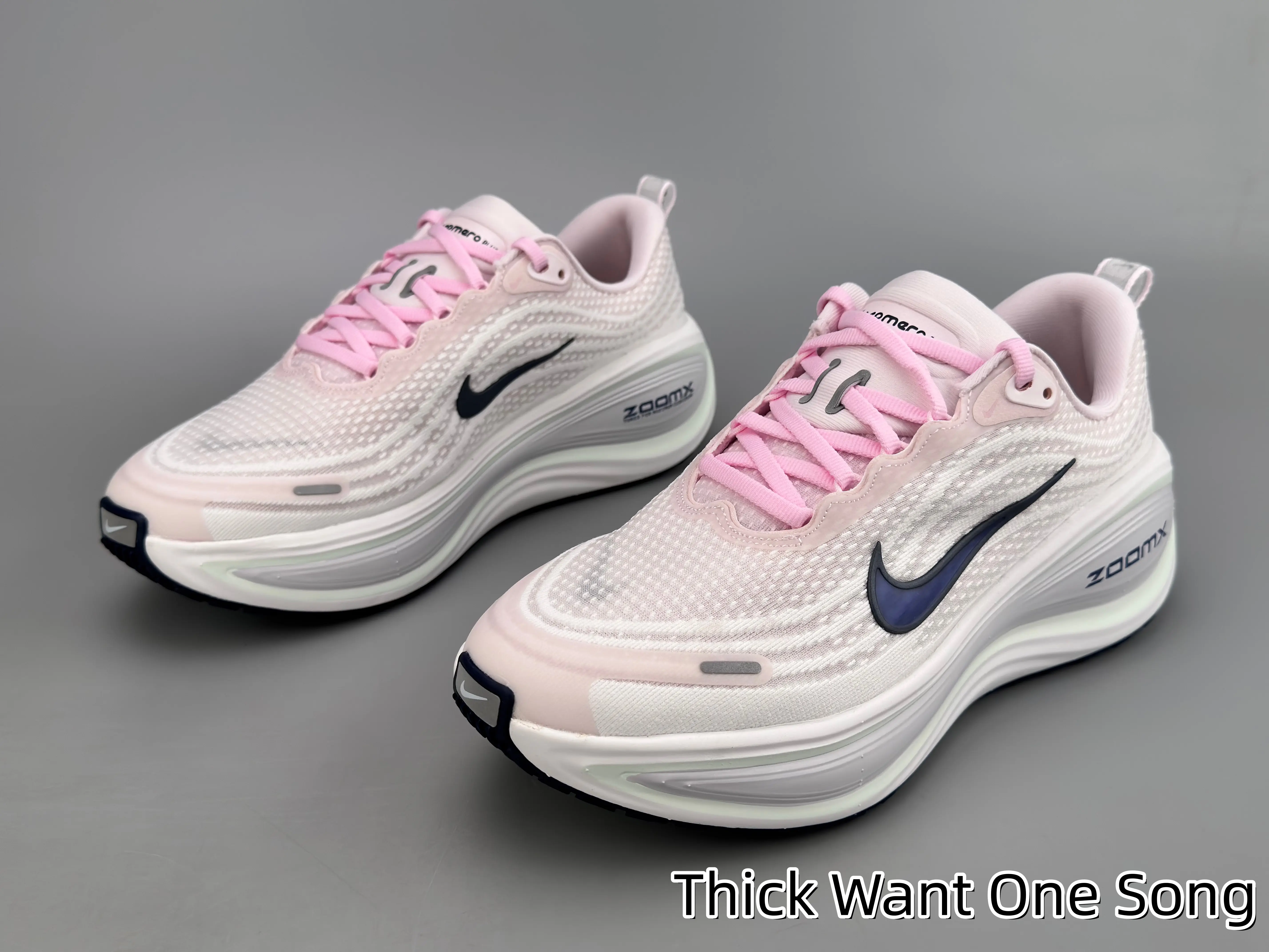 Soft Tone Shock-Absorbing Running Sneakers, Light Pink Breathable Mesh Knit Upper, Thick Elastic Foam Cushion Midsole, Hollow Anti-Slip Rubber Outsole, for Jogging, Gym Use