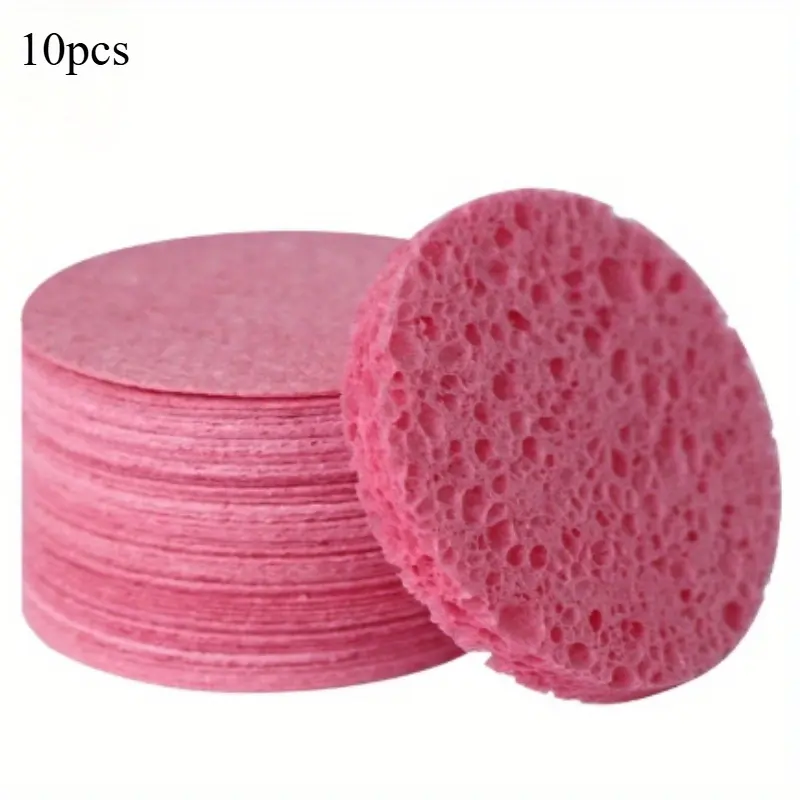 10pcs Hypoallergenic and Gentle Natural Facial Sponges, 100% Unfragranced, for Makeup Removal, Daily Cleansing, Exfoliation, Skin Care, All Skin Types, Unisex Adult Use