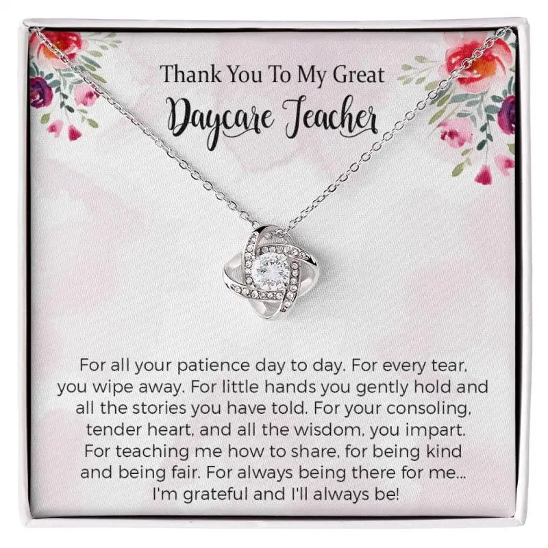 Personalized Daycare Teacher Love Knot Necklace Gift for Daycare Provider Gifts Daycare Thank you Gifts, Elegant & Trendy Necklaces for Every Occasion - Perfect for Gifts, Daily Wear, or Special Events | Shop Now!