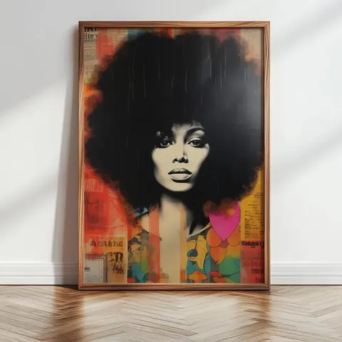 Black Woman Art, Black Wall Art, Fashion Print, Black Art Prints, Afrocentric Wall Art, Boho Wall Art Boho Flower Print Unique Artwork
