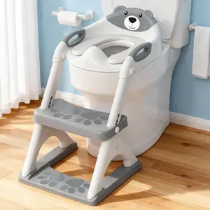Upgrade Toddler Potty Training Seat 2in1 Toilet with Anti-Slip Pad Step Stool Sector-Shape Stabilized Base Heavier Reliable Grey 8899