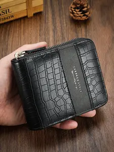 Men's Vintage Zipper Short Wallet, Casual Multi Card Slot Card Holder, Fashionable Wallet for Daily Use, Trifold Card Holder