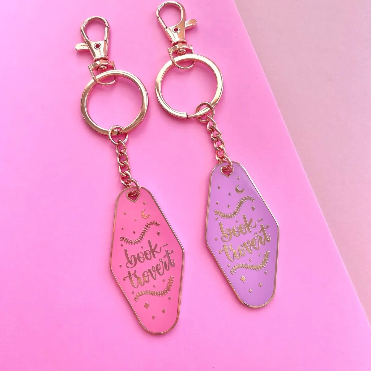 Booktrovert Keychain - Gold Metal Hotel Keychain
