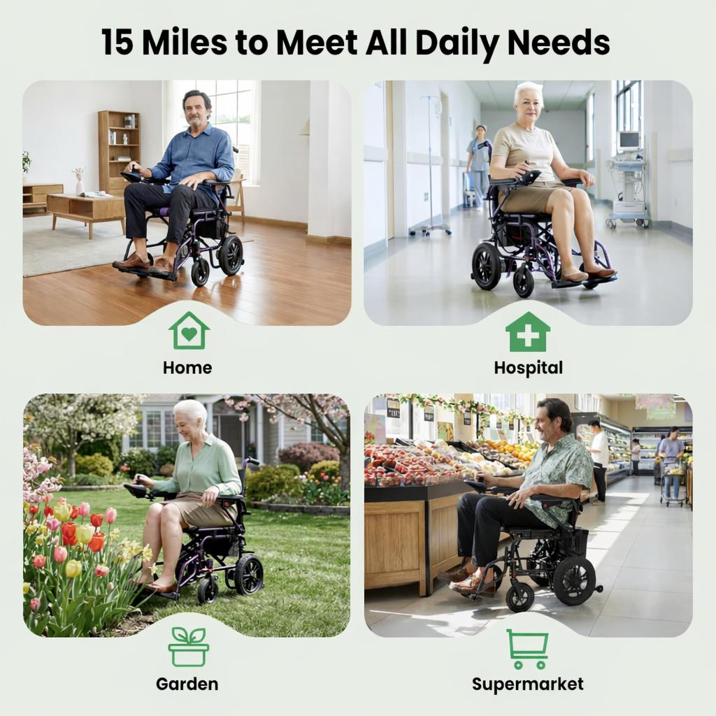 Electric Wheelchair for Adults, Foldable Power Wheelchair with 360W Dual Motor, Shock Absorbing Design, 15 Miles Range, 4MPH Max Speed, Supports 286 lbs