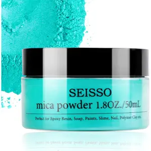 Turquoise Blue Mica Powder for Epoxy Resin 1.76 oz /50g, Powdered Pigment for Soap Making, Candle Making, Slime, Nail Polish, Cosmetics Grade for Lip Gloss, Craft Projects