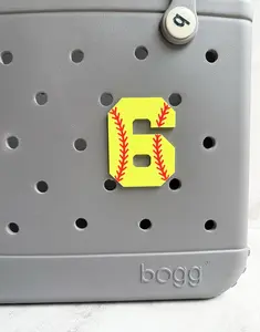 Bogg Softball Number Bag Charm - Yellow Acrylic Letter O for Personalized Bags & Stylish Accessories - Round Design - Versatile & Functional