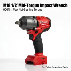 Milwaukee M18 FMTIWF12 18V 900Nm Cordless Impact Wrench,Wall Mount Tool Holder, heavy-duty task