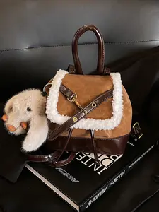 Women's Leopard Print Magnetic Closure Backpack, Casual Plain Design Shoulder Bag for Daily Use & Travel, Versatile Schoolbag