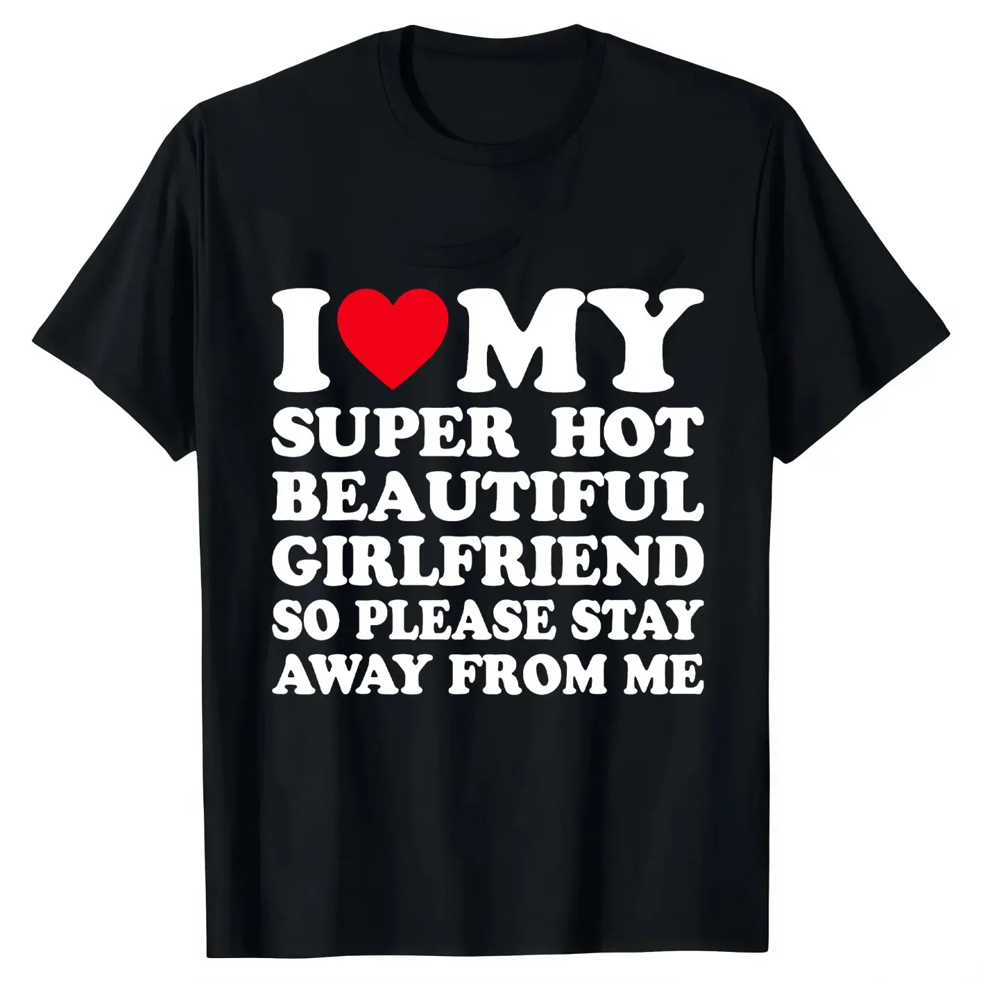 Men's Cotton Crew Neck Short Sleeve Retro Graphic T-Shirt - Relaxed Fit, Elastic, Breathable, "I Love My Super Hot Girlfriend" Print, Versatile Casual Everyday Outfits