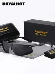 Royalhot 1 Pair Unisex Square Half Frame Fashion Polarized Sunglasses for Driving, Future Design, Captures Attention, Uv400 Protection, Metal Frame, All Seasons