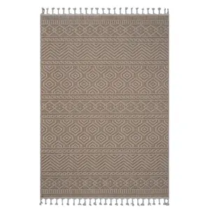 Outdoor Area Rug Geometric Mocha Polypropylene Weather-Resistant 6x9