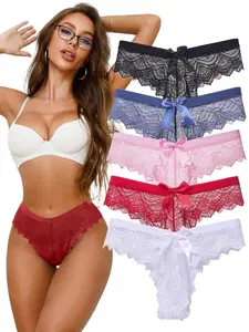 Women Underwear Sexy Breathable High Waist Lace Underwear Soft Stretch Fabric Seamless Full CoverageLadies Multicolor