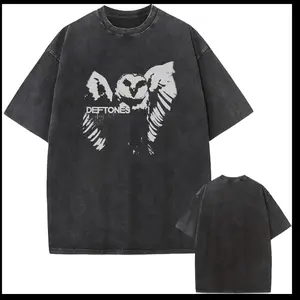 Sunland Retro Limited Hip Hop Deftones Unisex Oversize Rock Band Summer Washed Heavyweight Cotton T-shirt, Gift For Gothic, Gift For Punk, Grunge Clothes
