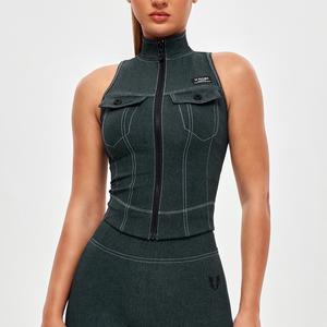 FIRMABS Women’s Tactical Cargo Vest, Muscle-Enhancing Fit with Stand Collar & Full Zip, Breathable Sweat-Wicking Soft Second-Skin Material, Chest Pocket Design#summer#summertime#ttshoprestock #gymstyle