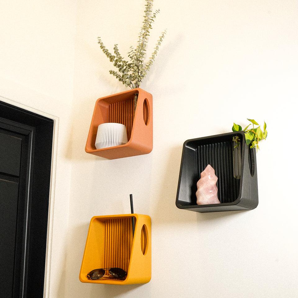 Modern Floating Wall Shelf, Propagation or Reed Diffuser Decor With Mounting Accessories, Glass Tube Minimalist Plant