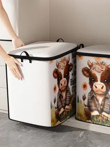 Cute Thick Cow Print Blanket Storage Bag, Durable Storage Organizer, Durable Material, Easy Carry Handle, Perfect for Home Use, Store Blankets and Toys