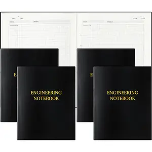 4 Pack 8 x 10 Inches Black Hardcover Grid Engineering Graph Paper Notebook for Writing Science Technology Lab Engineering Graphing Work Supplies
