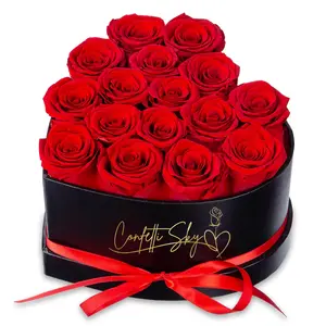 Confetti Sky 16 Flowers Preserved Roses in Luxury Heart Box - Real Flowers That Last 3 to 5 Years - Eternal Roses for Anniversary, Birthday, Valentine’s Day Gifts for Her, Mom, Wife