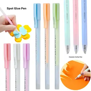 12 Pack Quick Drying Colored Spot Glue Pen And 3Pcs Ceramic Cutter Pen,New Quick DryRoller for Scrapbooking, Handmade Stationery, Craft Supplies,Easy Control, Precision