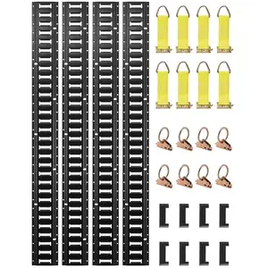VEVOR E Track Tie-Down Rail Kit, 30PCS 5FT E-Tracks Set Includes 4 Steel Rails 2 Single Slot 8 O Rings 8 Tie-Offs with D-Ring 8 End Caps, Securing Accessories for Cargo, Motorcycles, and BikesVEVOR Super Brand Day
