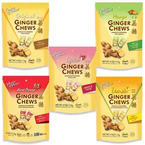 Prince of Peace Ginger Chews Variety Pack of 5 Bundle, 1 of each (Original, Mango, Lemon, Blood Orange, Lychee)