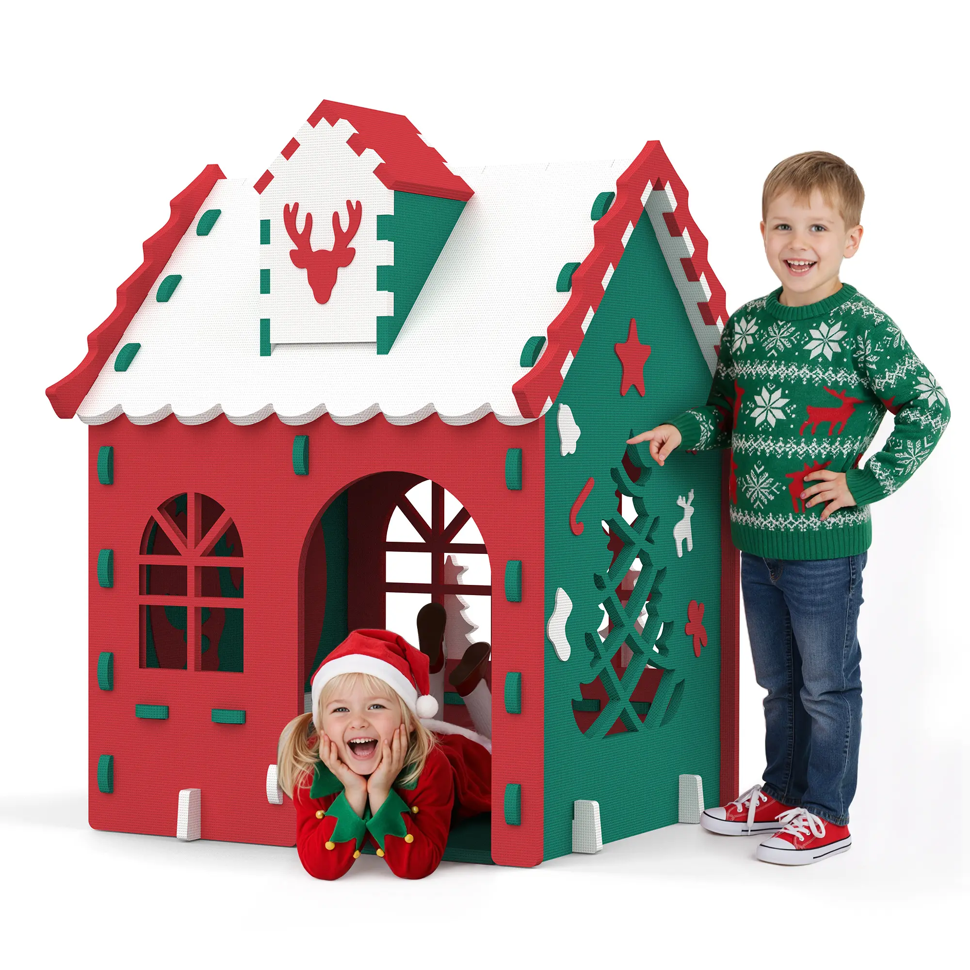Kids Playhouse Kitchen Theme, Indoor Outdoor EVA Play House for Toddlers, Soft Foam Playhouse for Kids Outdoor & Indoor Pretend Play, Easy Assembly Play House Outside