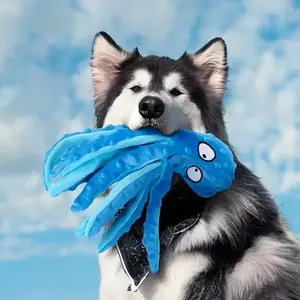 Squeaky Dog Toys – Octopuses, Crinkle Plush, Unstuffed, Large Dog Toys to Keep Dogs Busy; Interactive Puppy Teething Chew Toys for Chewers; Suitable for Small, Medium, and Large Breeds; 2-Pack