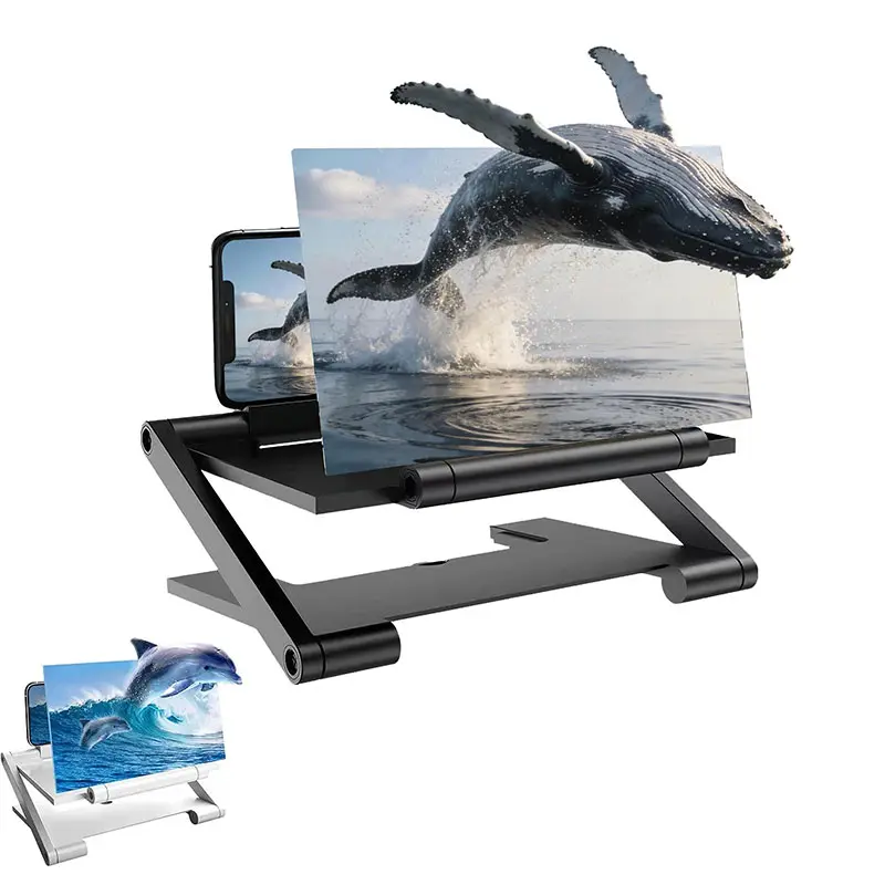 Screen Magnifier Version, 2026 New HD Mobile Phone Magnifier Projector Screen, Portable Foldable Design Phone Screen Amplifier Screen Enlarger for Movies Videos, adjustable height phone stand holder mount Supports All Smartphones(White Liftable)
