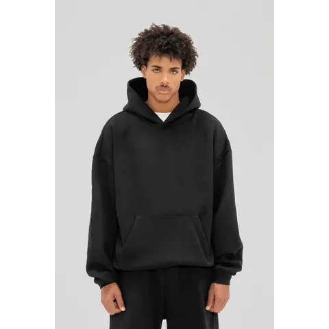 350 GSM 'Black' Fleece Hoodie