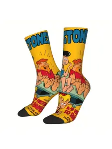 Men'S Polyester Socks Featuring Cartoon And Anime Prints.