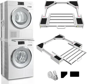 Washer Dryer Stacking Kit 29 inch, Universal Washer and Dryer Stacking Kit with Pull Out Drying Rack, Adjustable 29"/28"/27"/26"/25"/24" Stacking Kit with Ratchet Strap