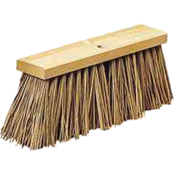 DQB Industries 8502 Smooth 16 in. Wooden Durable Palmyra Street Broom - 2 Tapered Handle Holes, Heavy Debris Cleaning, No Handle