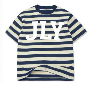 Oversized Jesus Loves You (JLY) Navy Striped T Shirt, Christian Apparel, Christian Tshirt