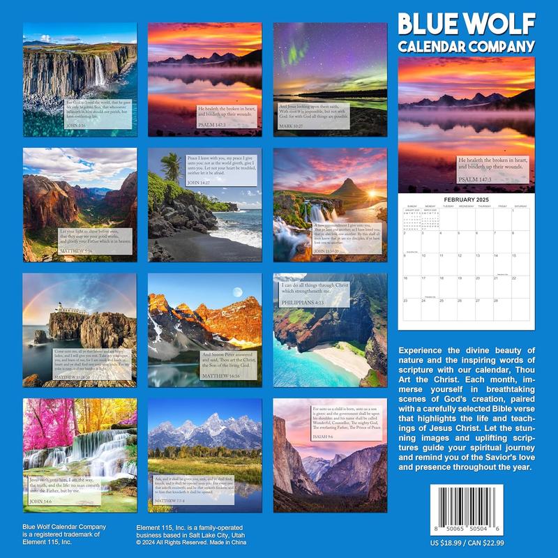 Thou Art the Christ Monthly Wall Calendar 2024-2025 - Bible Quotes & Beautiful Landscapes, 12" x 24"