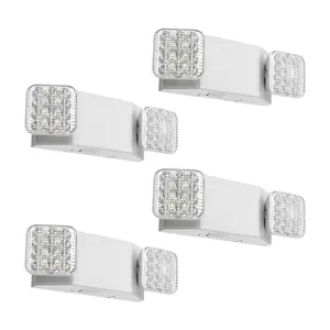 【Father's Day】VEVOR 4 Pack Emergency Lights for Business, with Battery Backup, Commercial LED Emergency Exit Lighting Fixtures, AC 120/277V, with Two Square Head Adjustable, 90-Minute Backup, for Business, White